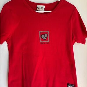 Mickey Loves Minnie,Red Short Sleeve Tee